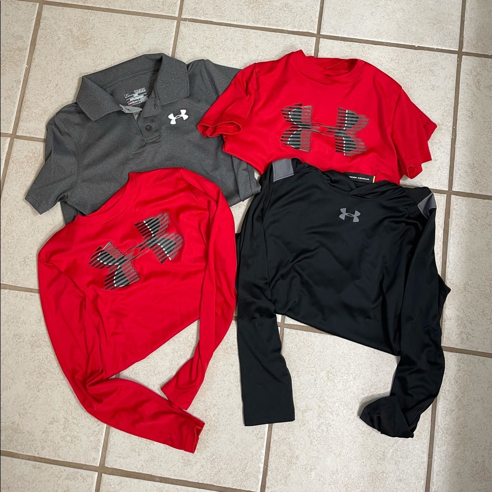 Lot of boys sz Medium Under Armour tops